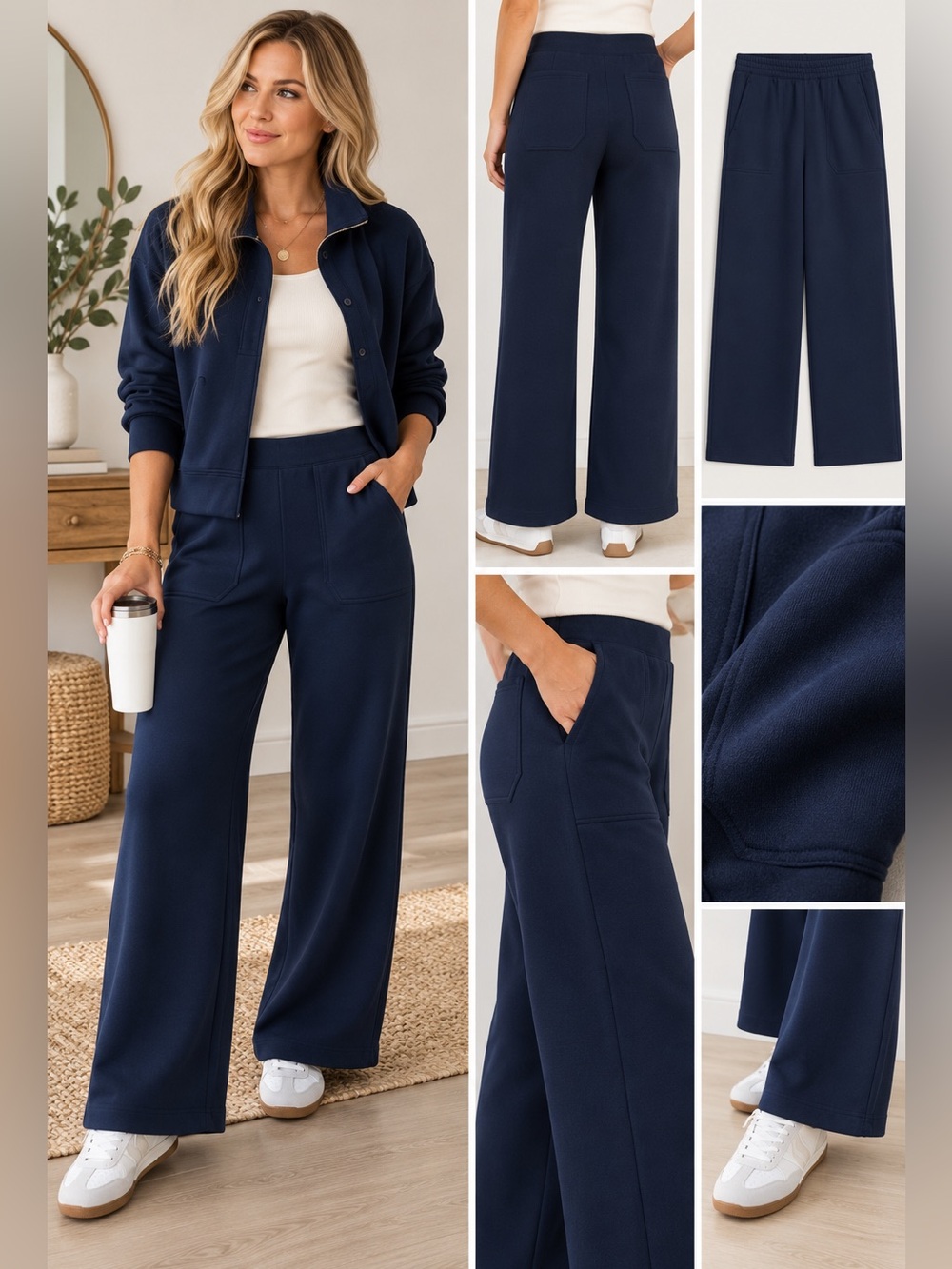 NWT Banana Republic High-Rise Wide-Leg Pants 27” Inseam – Navy